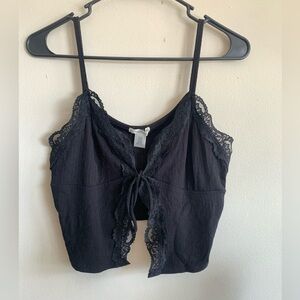 bozzolo - black butterfly laced tank top